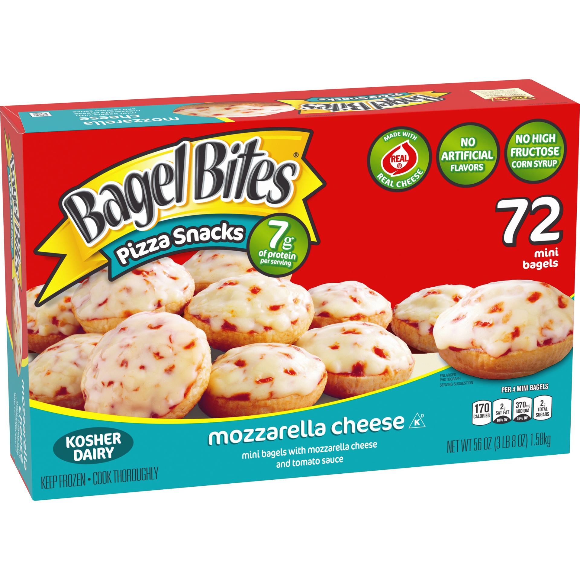 slide 2 of 6, Bagel Bites Mozzarella Cheese Mini Pizzael Frozen Snacks, 56 oz