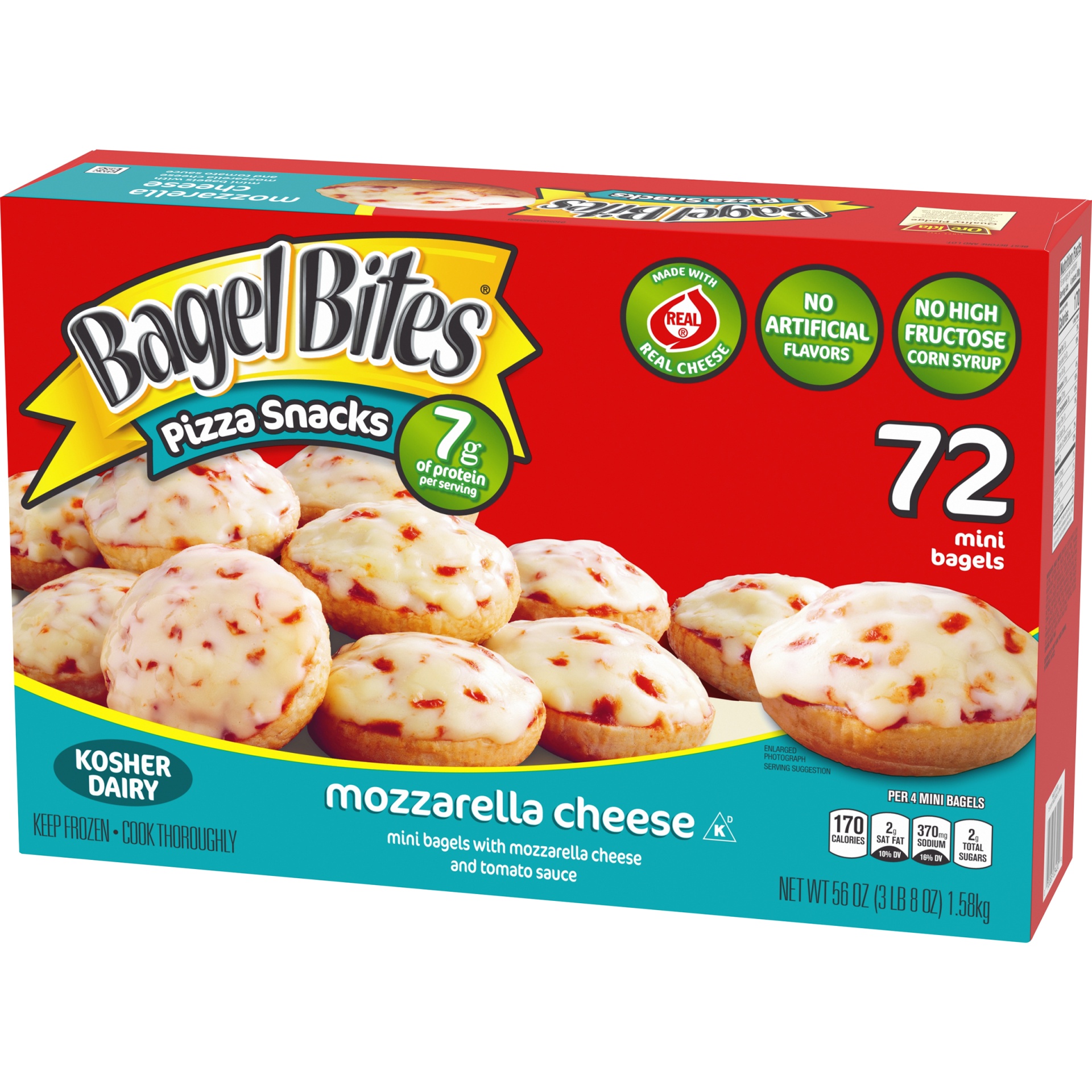 slide 3 of 6, Bagel Bites Mozzarella Cheese Mini Pizzael Frozen Snacks, 56 oz