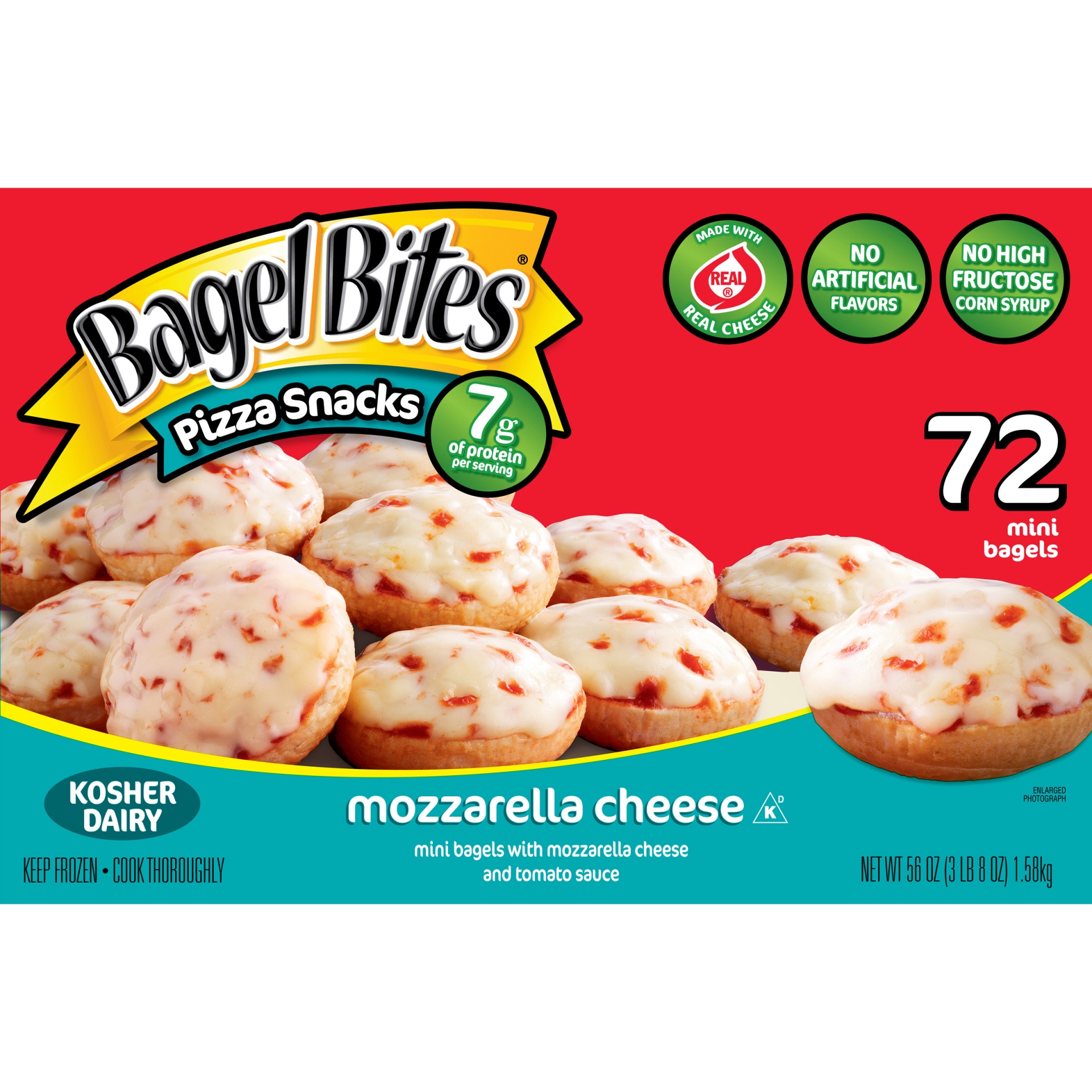 slide 1 of 6, Bagel Bites Mozzarella Cheese Mini Pizzael Frozen Snacks, 56 oz