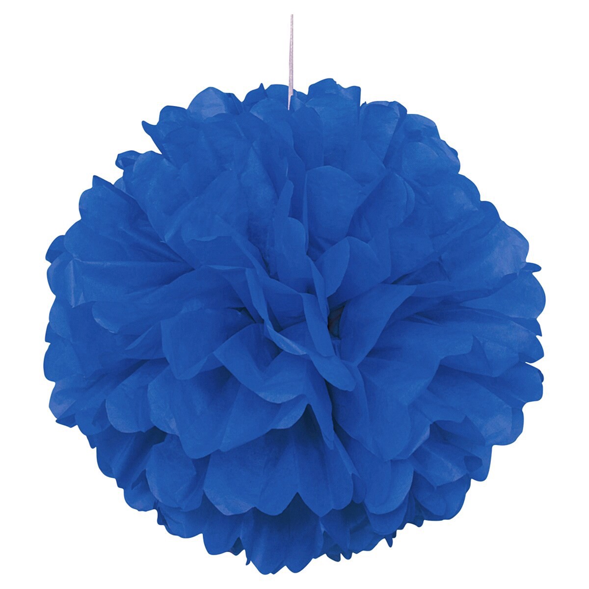 slide 1 of 5, Unique Industries Hanging Royal Blue Tissue Paper Pom Pom, 16 in