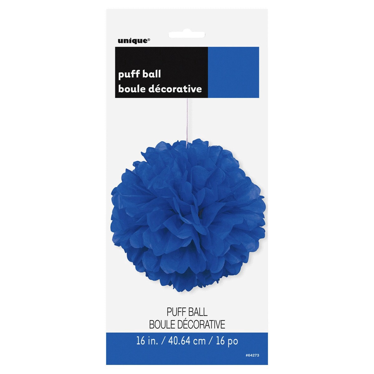 slide 5 of 5, Unique Industries Hanging Royal Blue Tissue Paper Pom Pom, 16 in