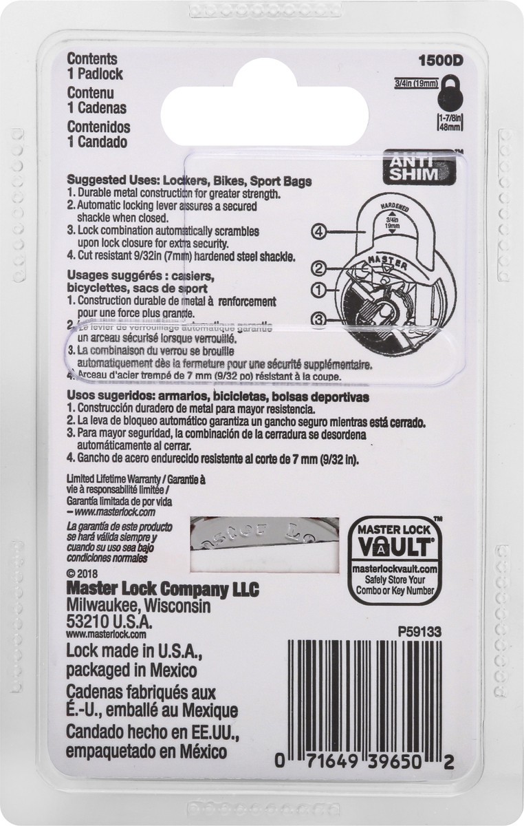 slide 3 of 9, Master Lock Combination Padlock Black Silver, 1 ct