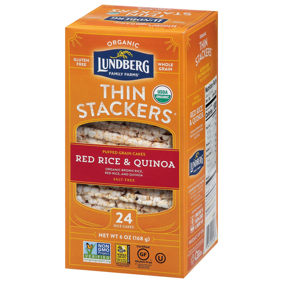 slide 10 of 14, Lundberg Family Farms Thin Stackers Organic Red Rice & Quinoa Rice Cakes 24 ea, 24 ct