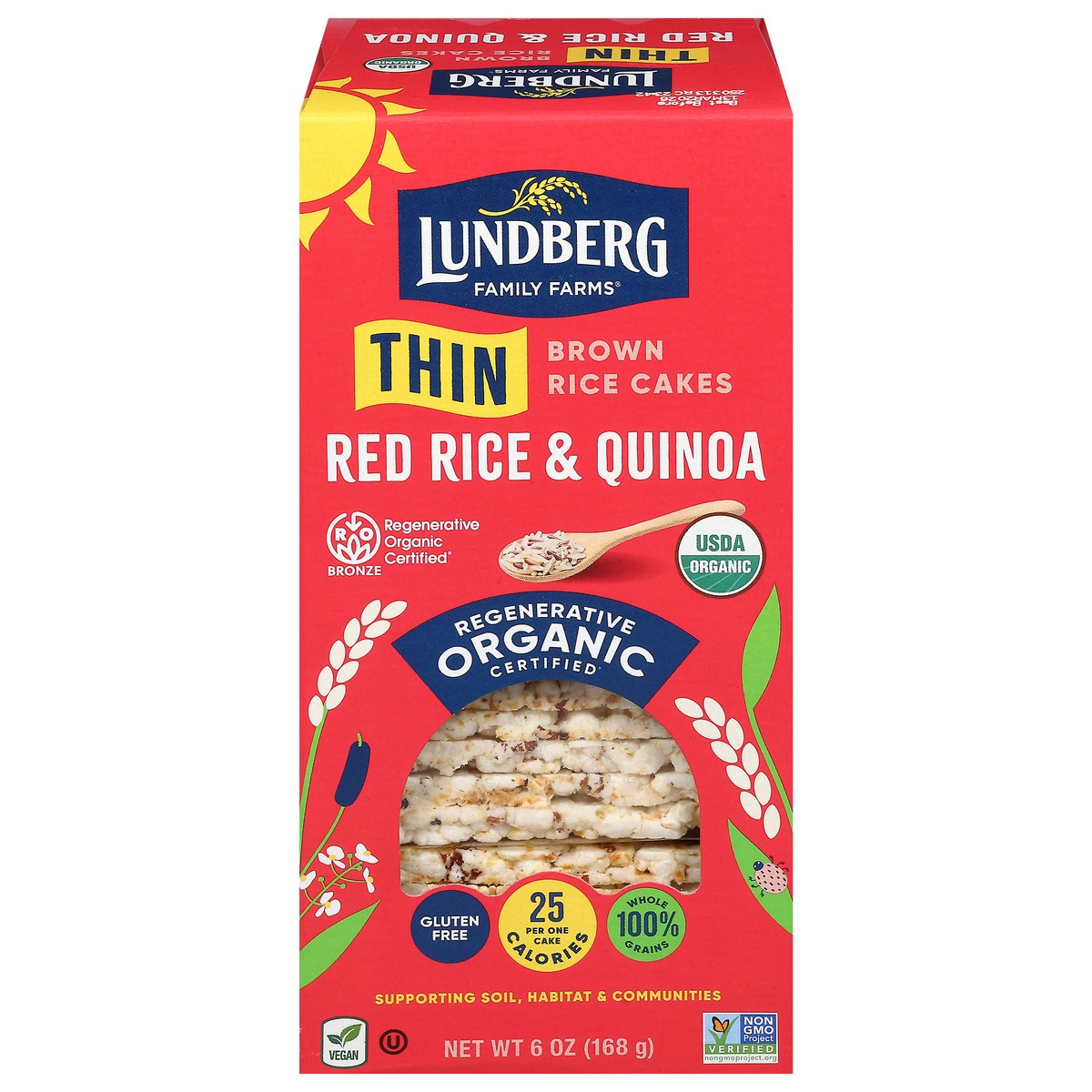 slide 1 of 14, Lundberg Family Farms Organic Thin Red Rice & Quinoa Brown Rice Cakes 6 oz, 6 oz
