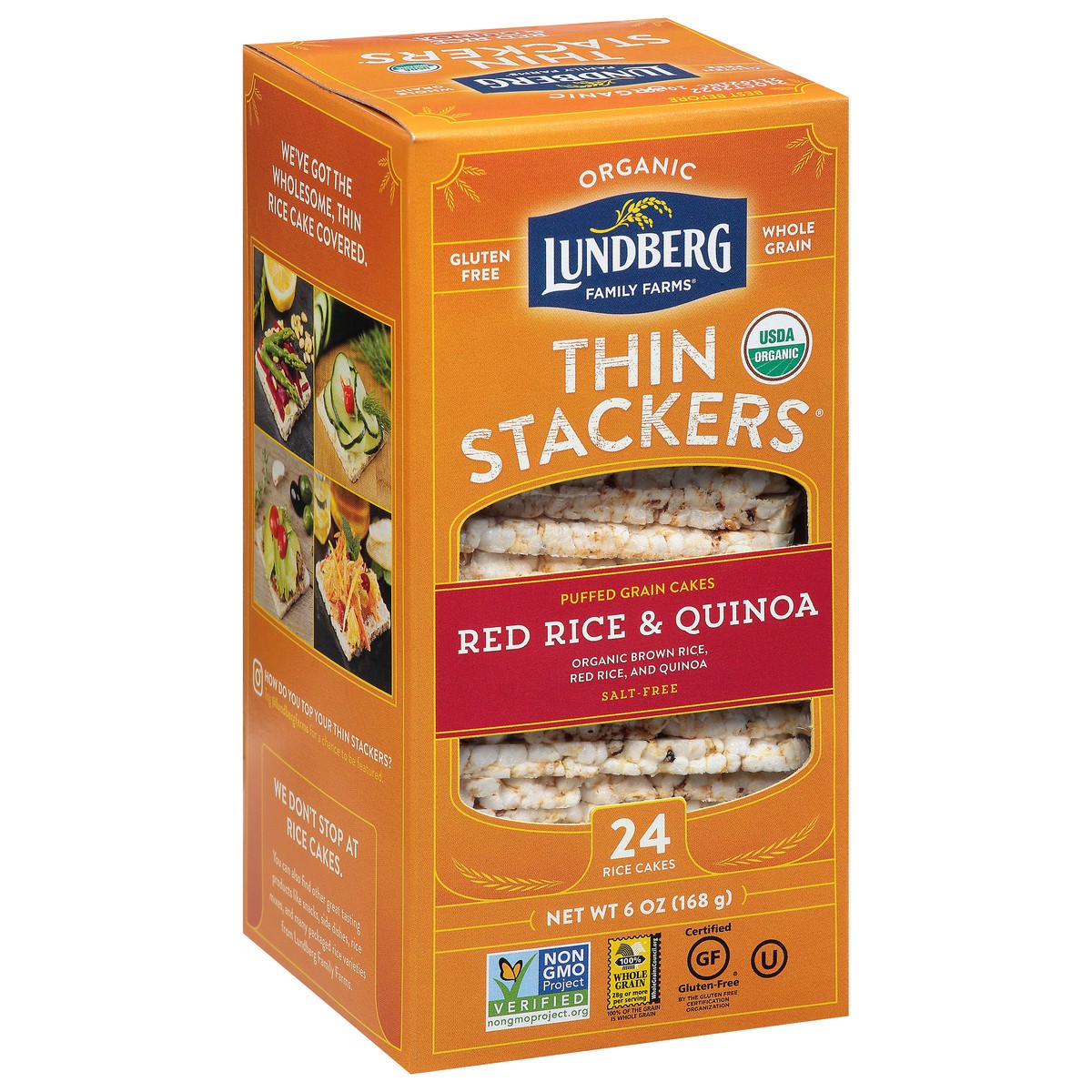 slide 2 of 14, Lundberg Family Farms Thin Stackers Organic Red Rice & Quinoa Rice Cakes 24 ea, 24 ct