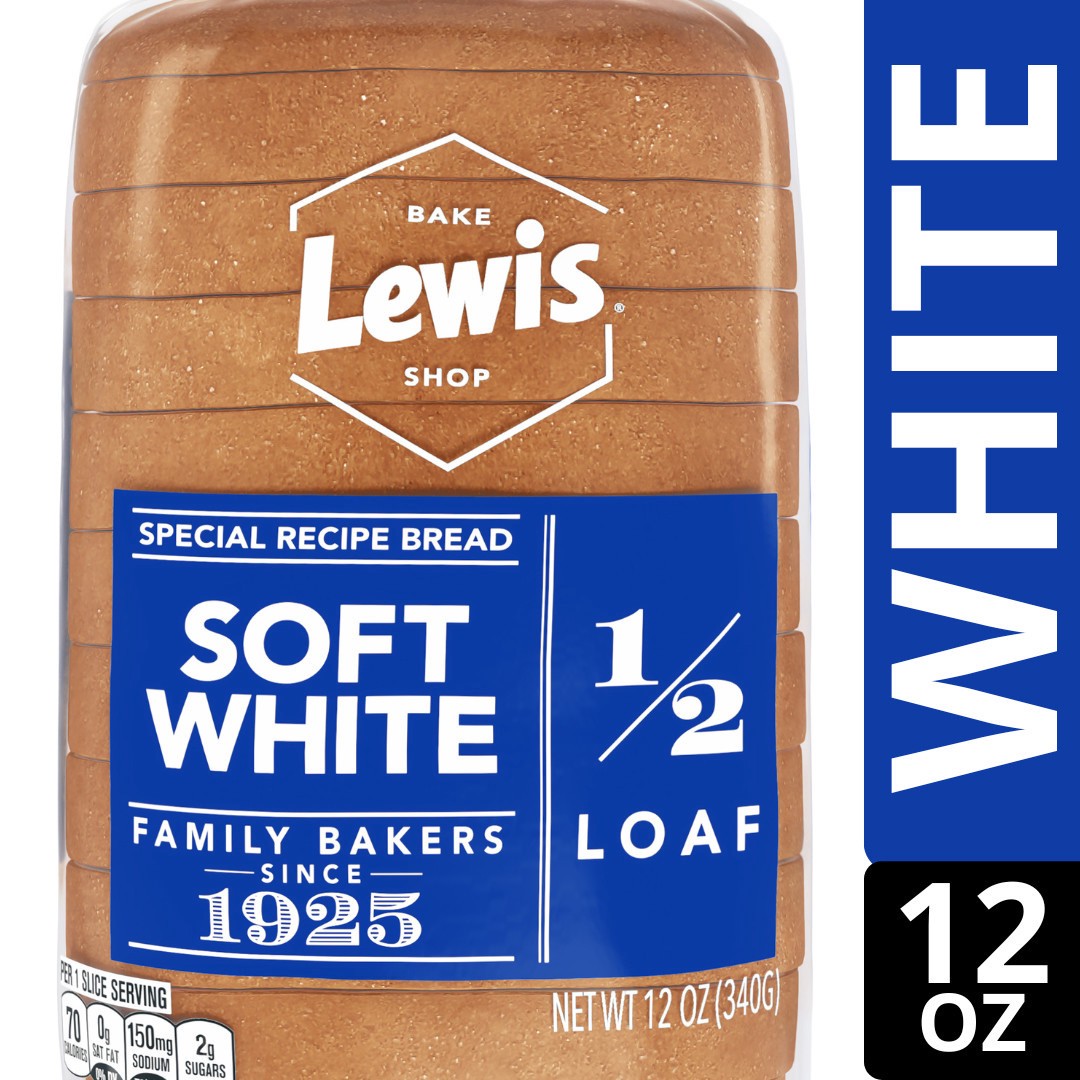 slide 1 of 5, Lewis Bakeries Soft White Half Loaf Bread, 1/2 Loaf, 12 oz, 12 oz