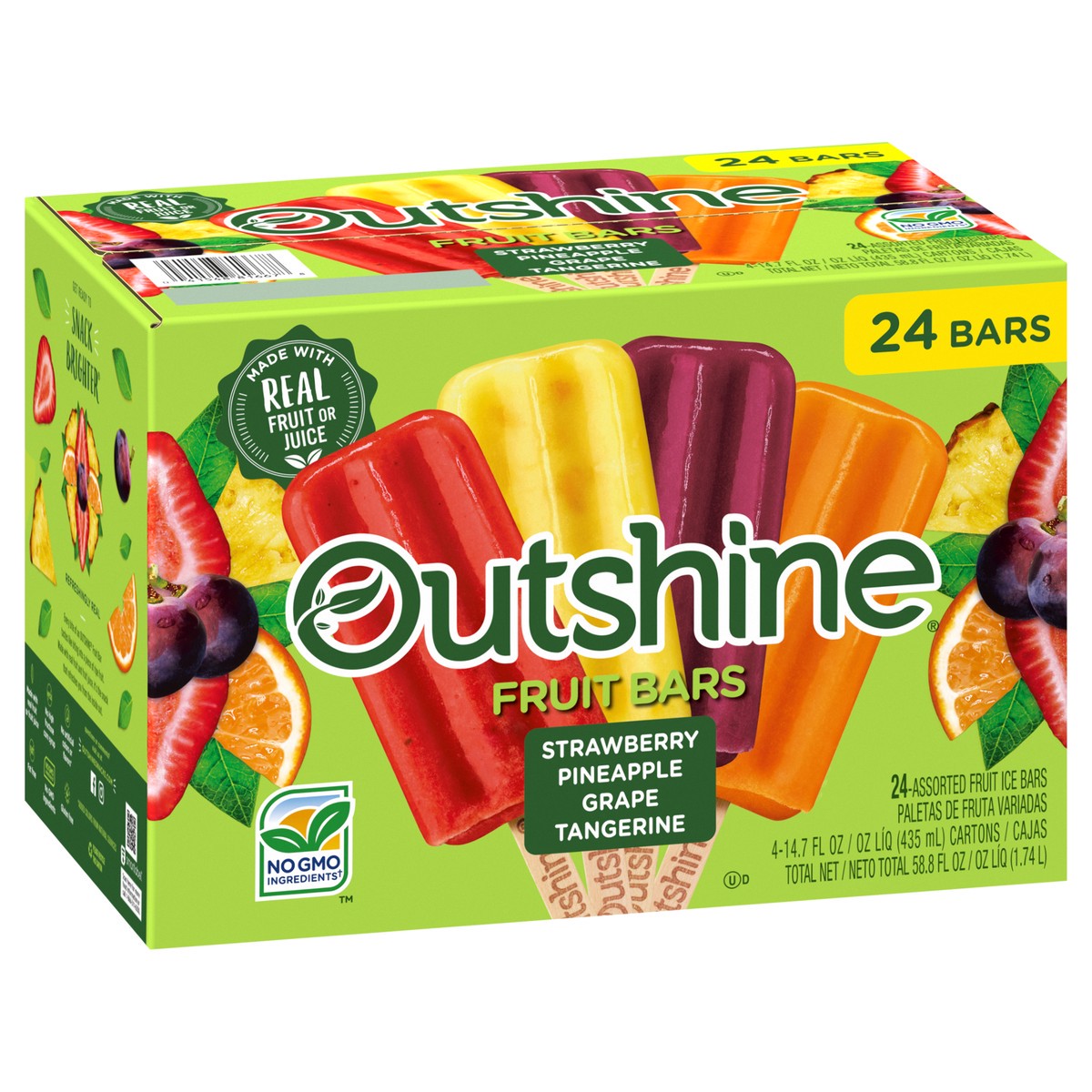 slide 7 of 9, Outshine Assorted Ice Fruit Bars 4 - 14.7 fl oz Cartons, 4 ct