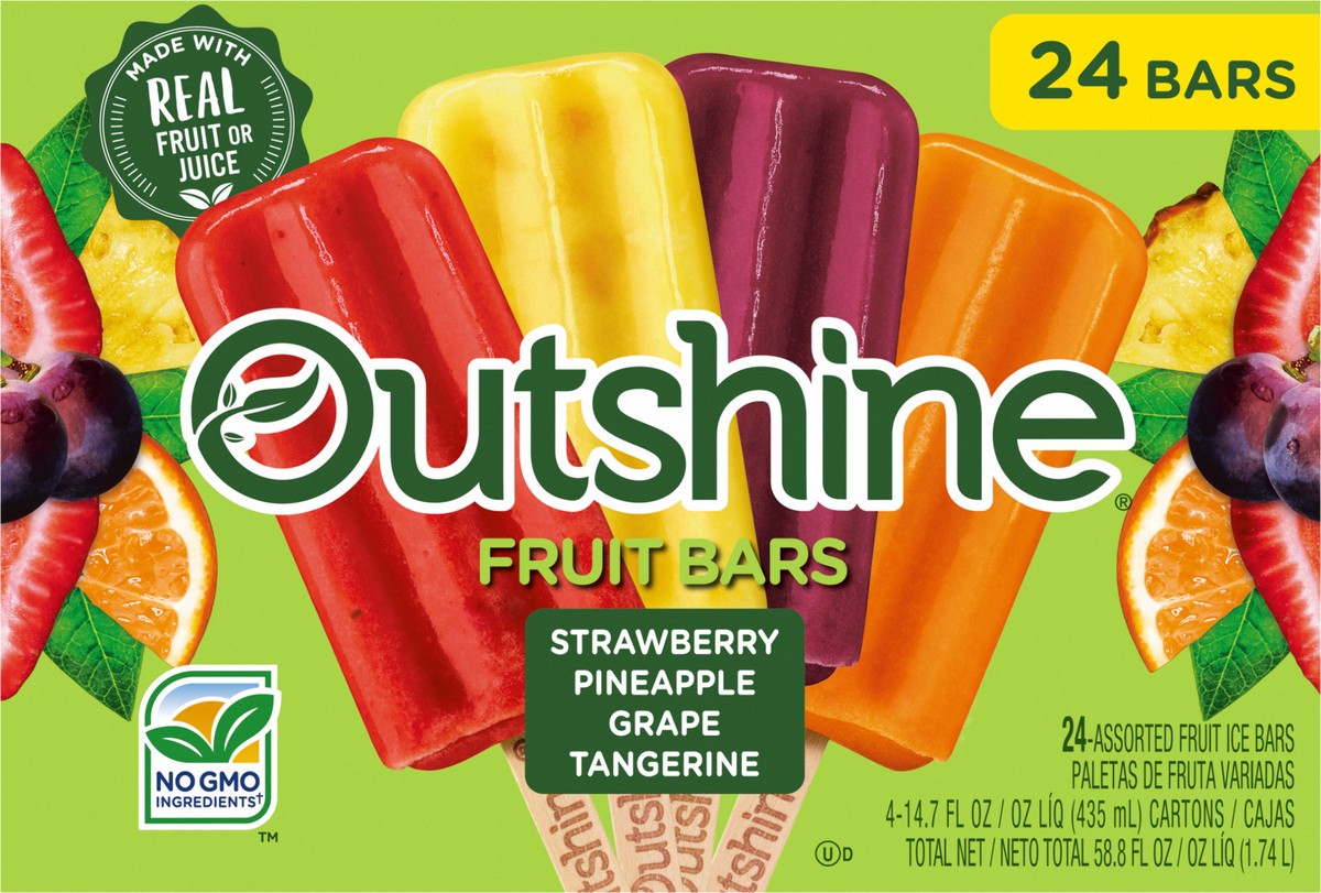 slide 2 of 9, Outshine Assorted Ice Fruit Bars 4 - 14.7 fl oz Cartons, 4 ct