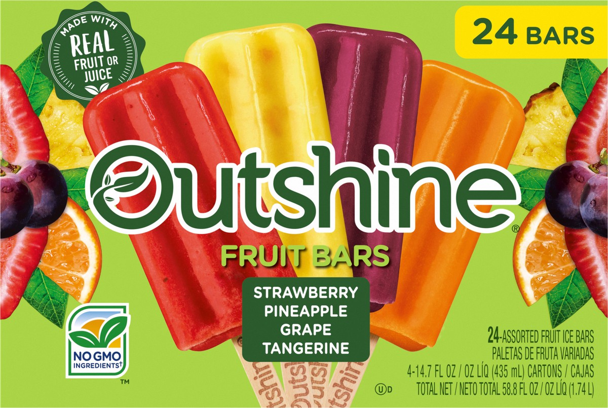 slide 3 of 9, Outshine Assorted Ice Fruit Bars 4 - 14.7 fl oz Cartons, 4 ct