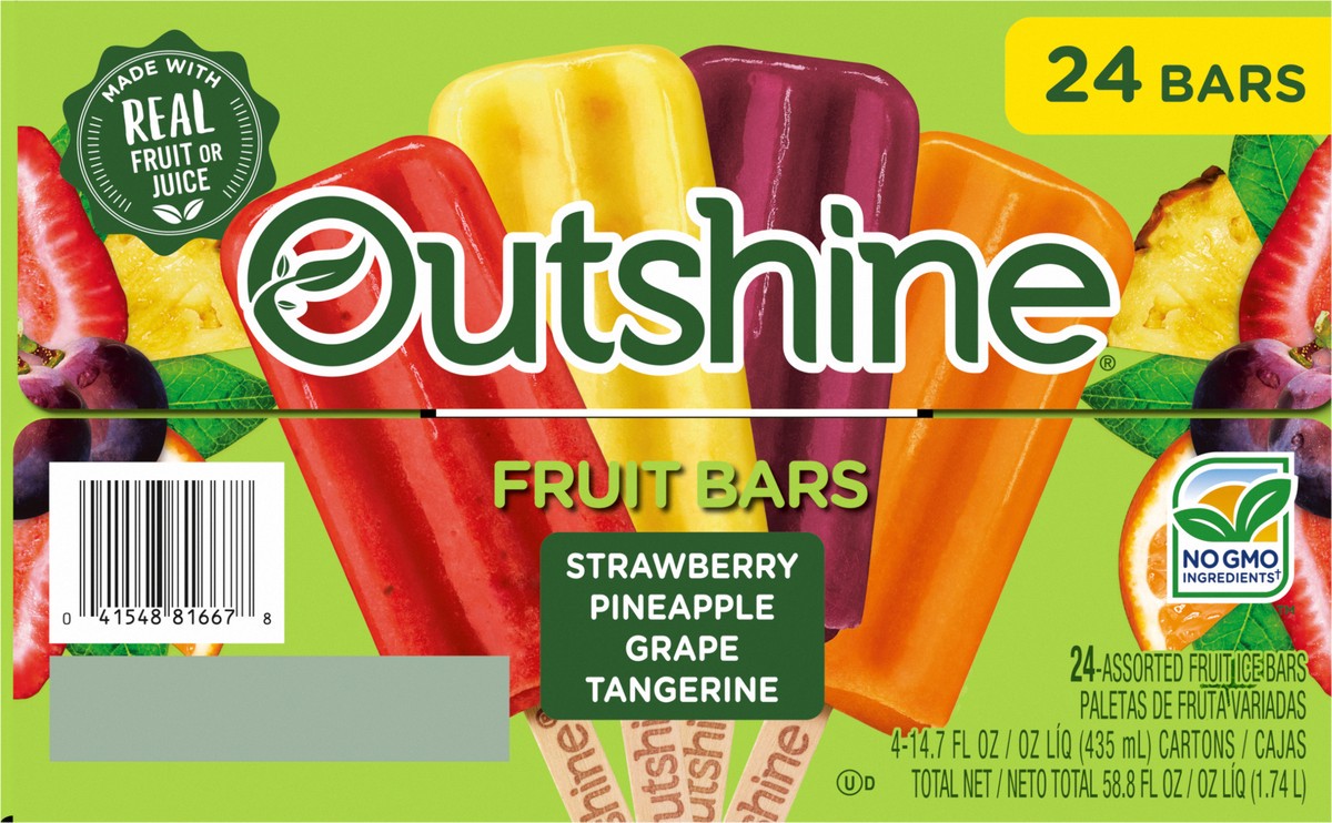 slide 9 of 9, Outshine Assorted Ice Fruit Bars 4 - 14.7 fl oz Cartons, 4 ct