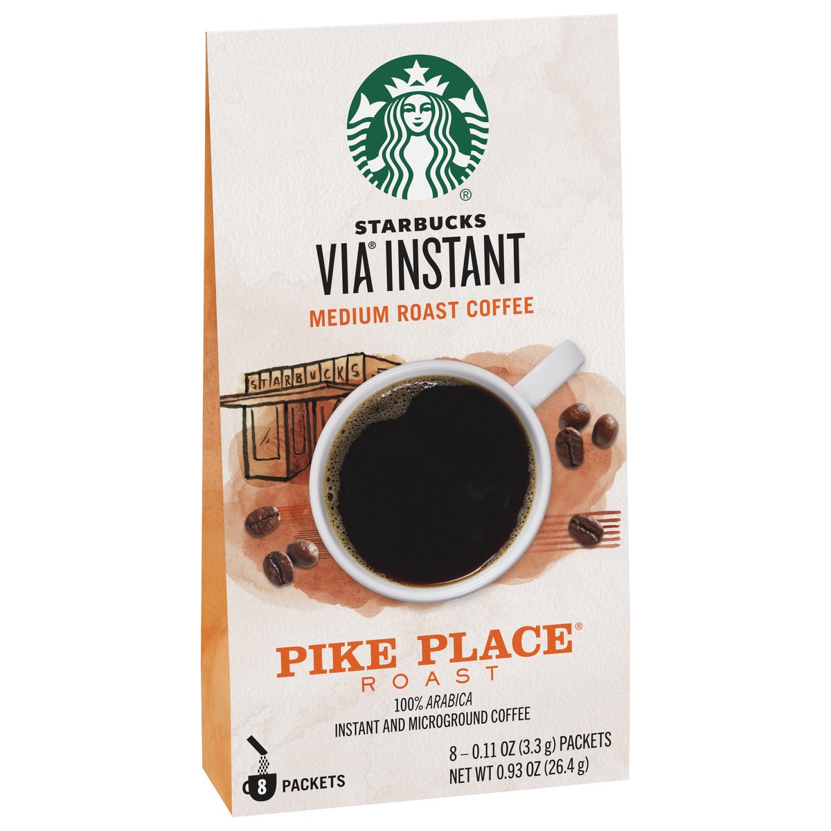 slide 9 of 9, Starbucks Medium Roast Instant & Microground Pike Place Coffee 8 - 0.11 oz Packets, 8 ct
