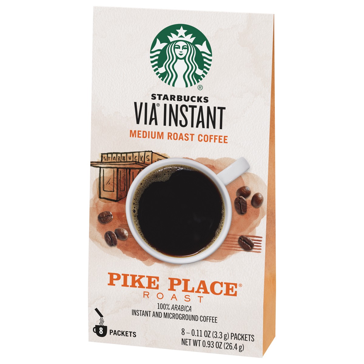 slide 2 of 9, Starbucks Medium Roast Instant & Microground Pike Place Coffee 8 - 0.11 oz Packets, 8 ct