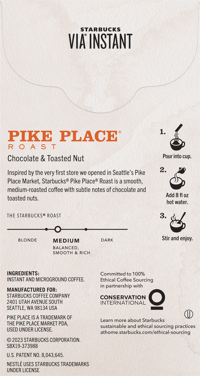 slide 5 of 9, Starbucks Medium Roast Instant & Microground Pike Place Coffee 8 - 0.11 oz Packets, 8 ct