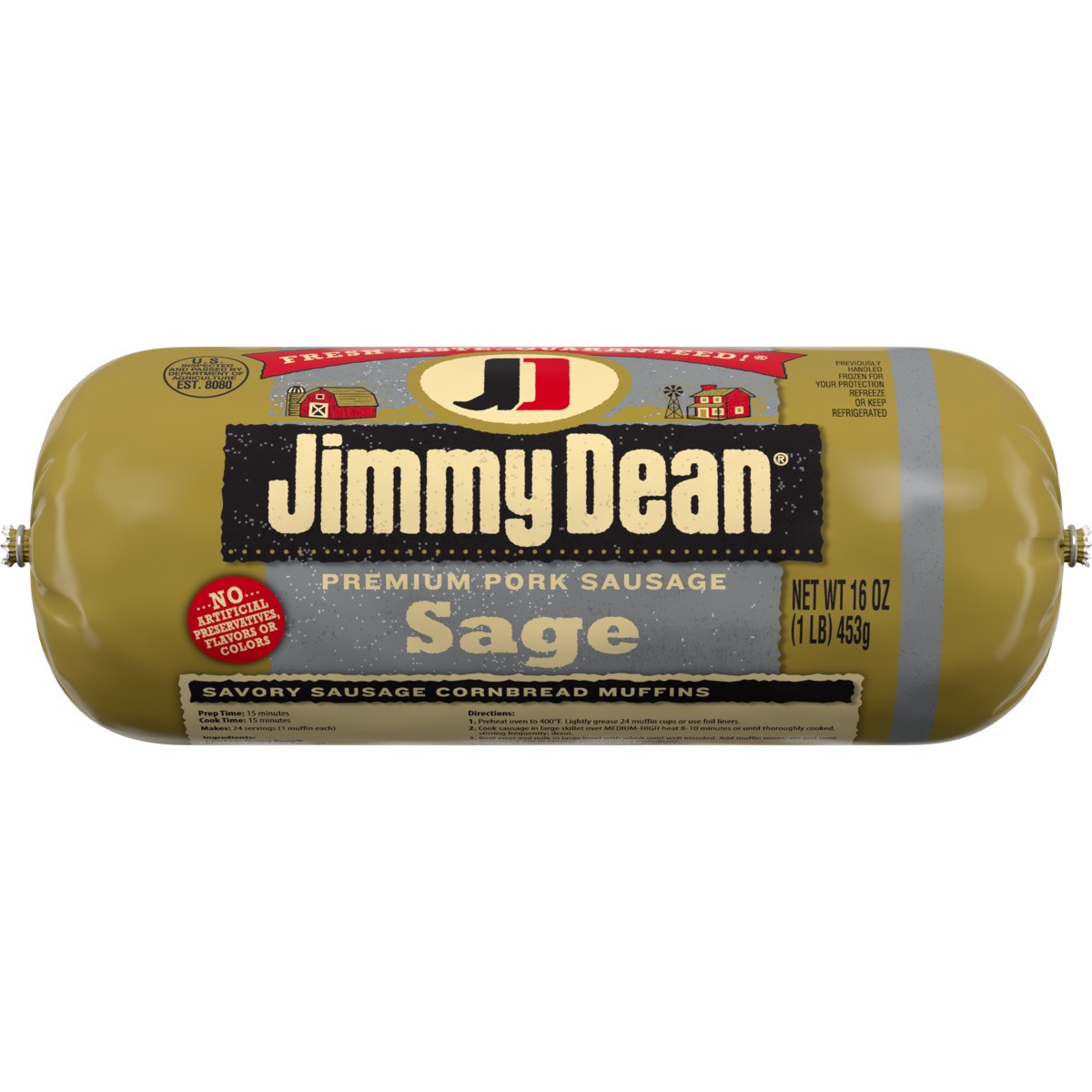 slide 3 of 9, Jimmy Dean Premium Pork Sage Breakfast Sausage Roll, 16 oz, 453.59 g