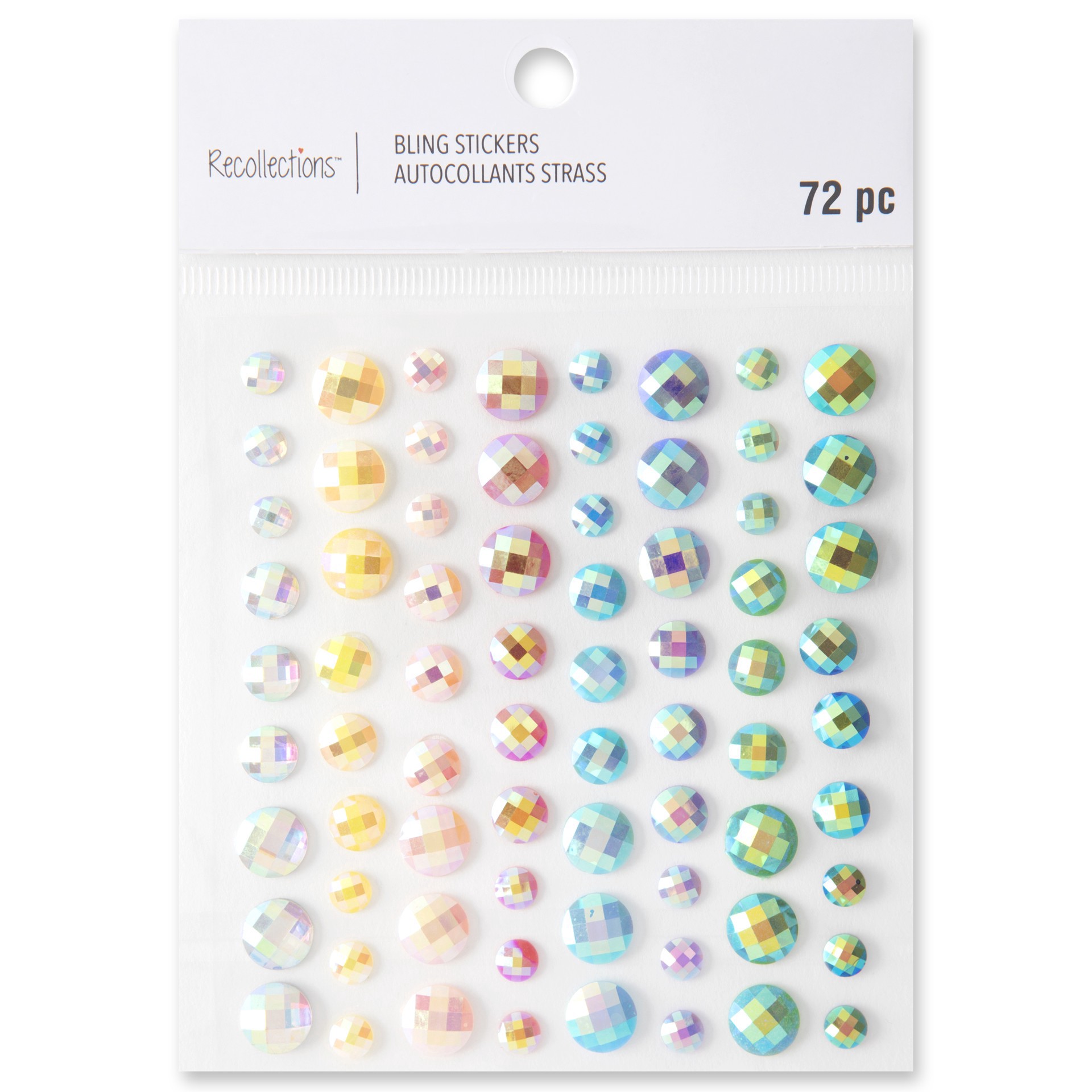 slide 3 of 3, Recollections Rhinestone Stickers, Iridescent Pastel Assortment, 6 mm, 8 mm and 10 mm rhinestones
