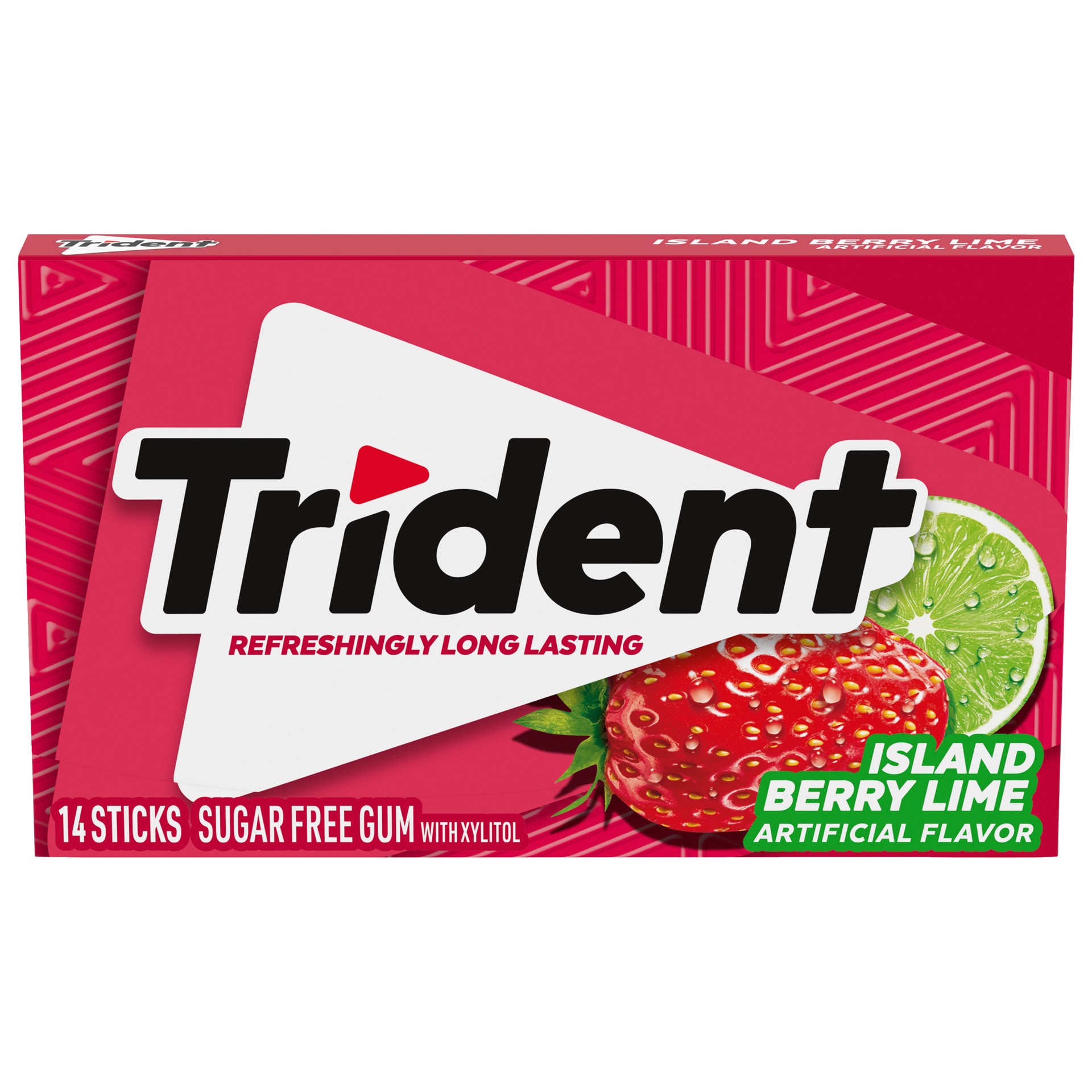 slide 1 of 9, Trident Island Berry Lime Sugar Free Gum, 14 Piece Pack, 0.06 lb