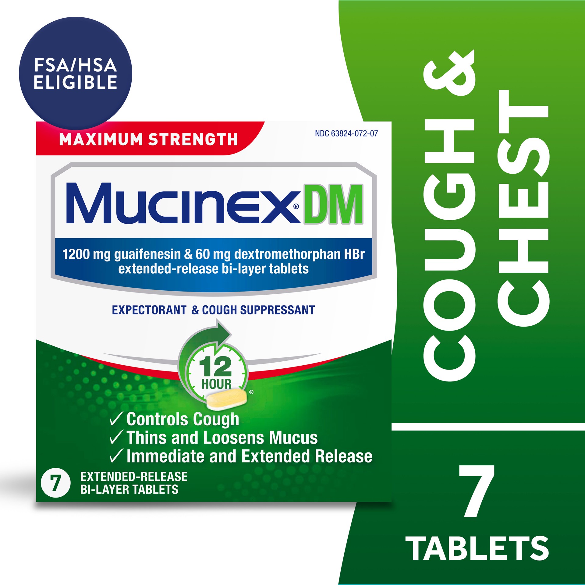 slide 1 of 2, Mucinex DM 12 Hr Max Strength Expectorant & Cough Suppressant Tablets, 7ct,, 1 ct