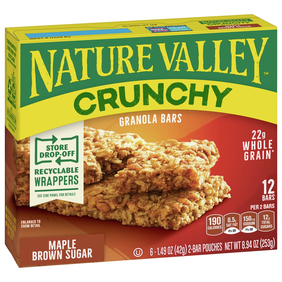 slide 7 of 9, Nature Valley Crunchy Granola Bars, Maple Brown Sugar, 6 ct, 12 bars, 6 ct