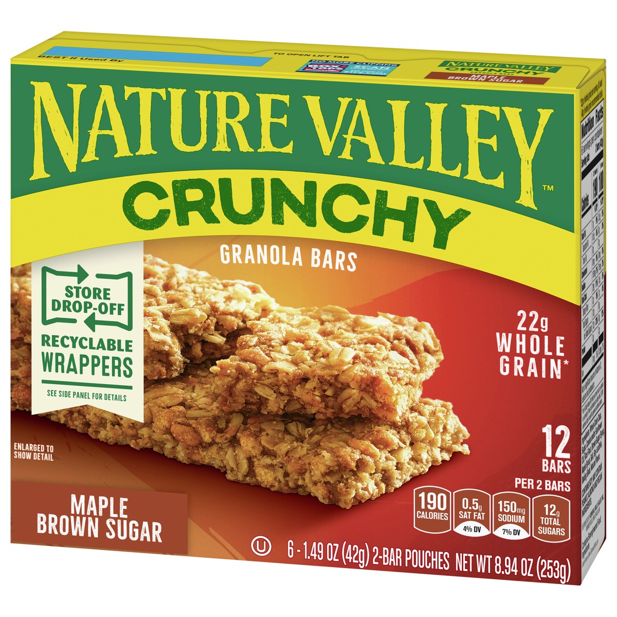 slide 2 of 9, Nature Valley Crunchy Granola Bars, Maple Brown Sugar, 6 ct, 12 bars, 6 ct