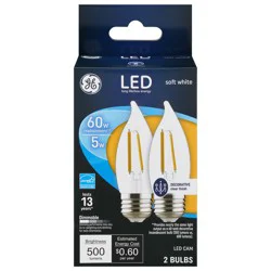 GE 5 Watts Clear Finish Soft White Decorative LED Light Bulb 2 ea