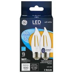 GE 5 Watts Clear Finish Soft White Decorative LED Light Bulb 2 ea