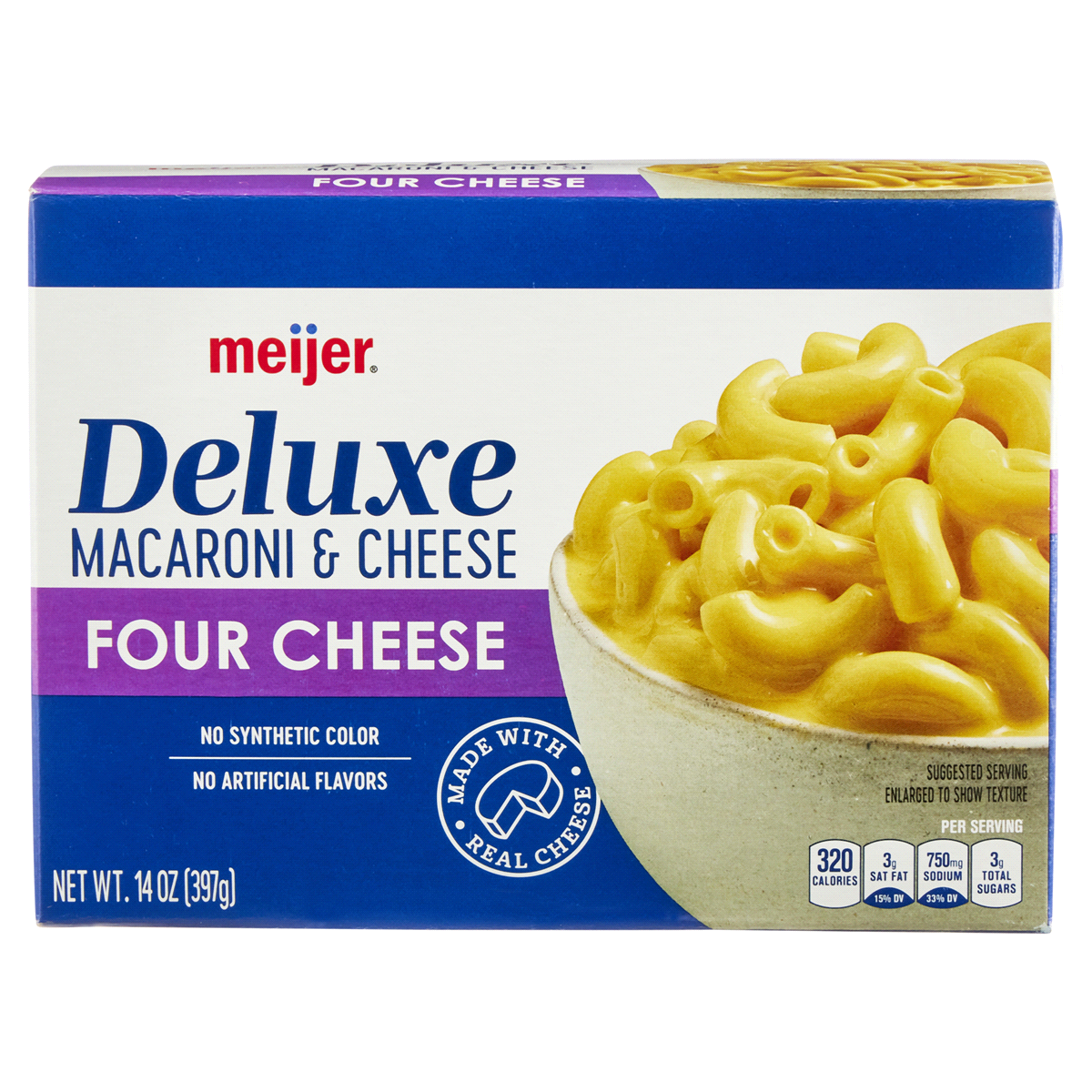 slide 1 of 29, Meijer Deluxe Four Cheese Mac and Cheese, 14 oz