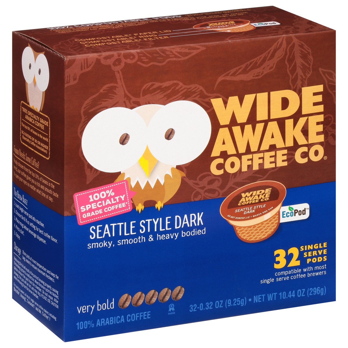 slide 9 of 14, Wide Awake Coffee Co. Single Serve Pods Very Bold Seattle Style Dark Coffee - 32 ct, 32 ct