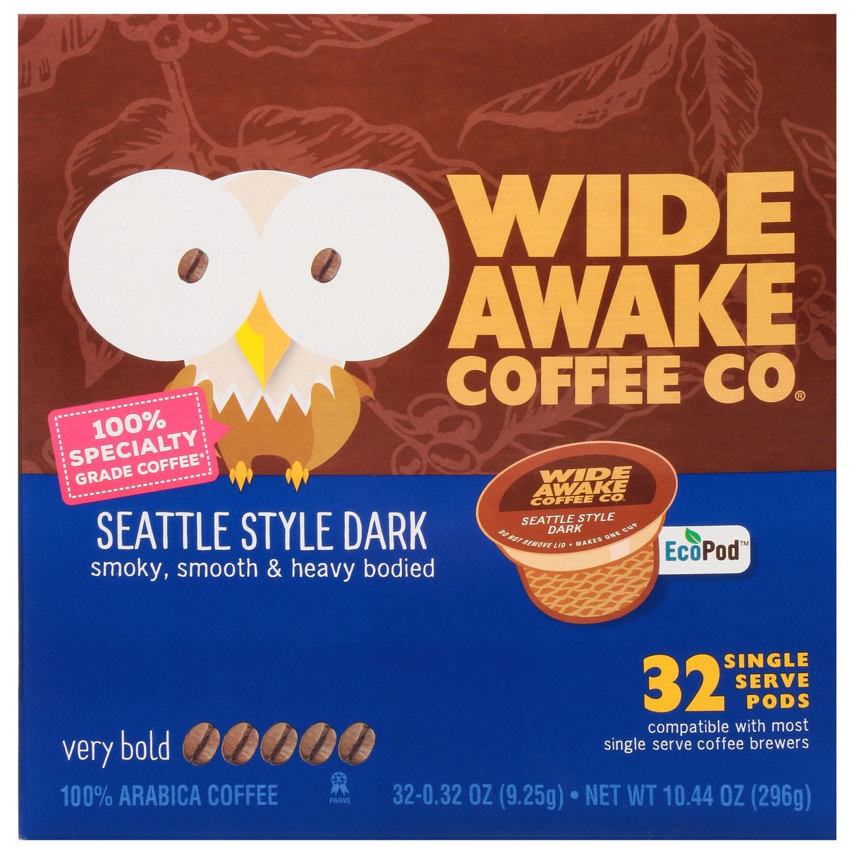 slide 11 of 14, Wide Awake Coffee Co. Single Serve Pods Very Bold Seattle Style Dark Coffee - 32 ct, 32 ct