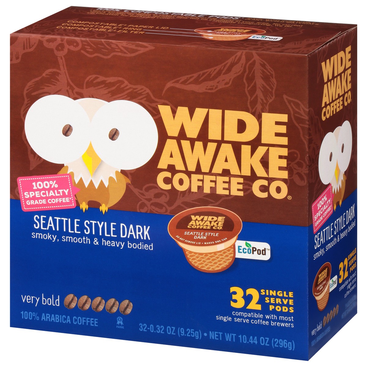 slide 10 of 14, Wide Awake Coffee Co. Single Serve Pods Very Bold Seattle Style Dark Coffee - 32 ct, 32 ct