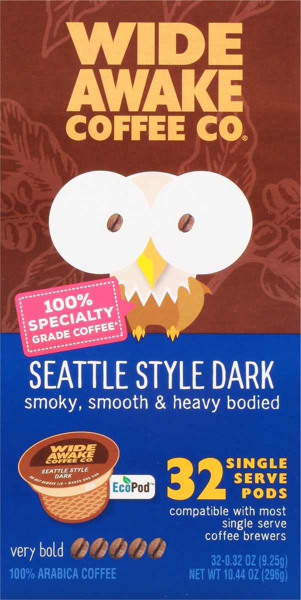 slide 13 of 14, Wide Awake Coffee Co. Single Serve Pods Very Bold Seattle Style Dark Coffee - 32 ct, 32 ct