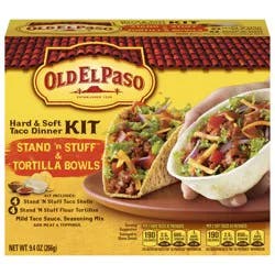 Old El Paso Stand 'N Stuff Shells and Tortilla Bowls, Hard & Soft Taco Dinner Kit, 9.4 oz.