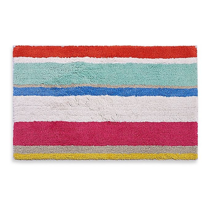 slide 1 of 1, Kate Spade New York Paintball Floral Stripe Bath Rug, 21 in x 34 in, 1 ct