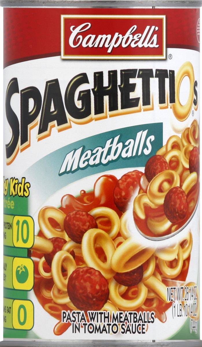 slide 2 of 2, Campbell's Spaghettios With Meatballs, 26.25 oz