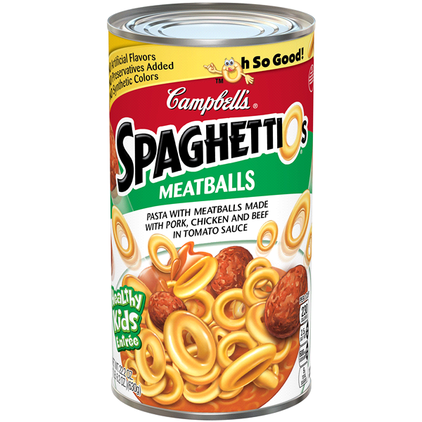 slide 1 of 2, Campbell's Spaghettios With Meatballs, 26.25 oz