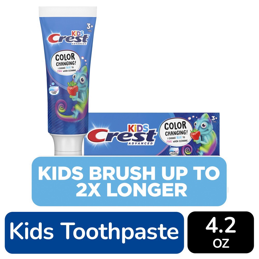 slide 3 of 6, Crest Advanced Kid's Fluoride Toothpaste, Strawberry Flavor, 4.2 oz