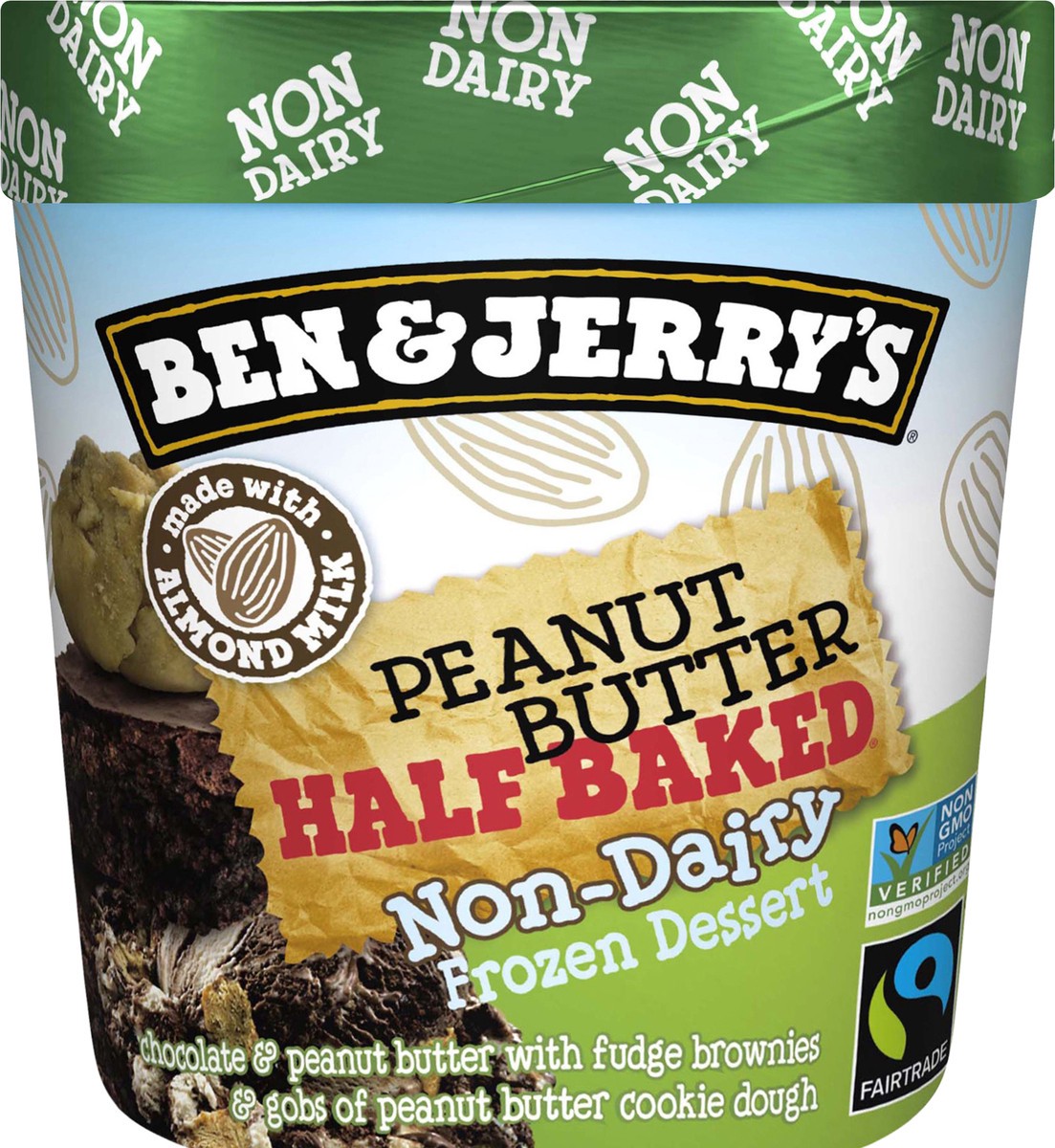 slide 3 of 3, Ben & Jerry's Non-Dairy Peanut Butter Half Baked  Frozen Dessert, 16 oz, 1 pint