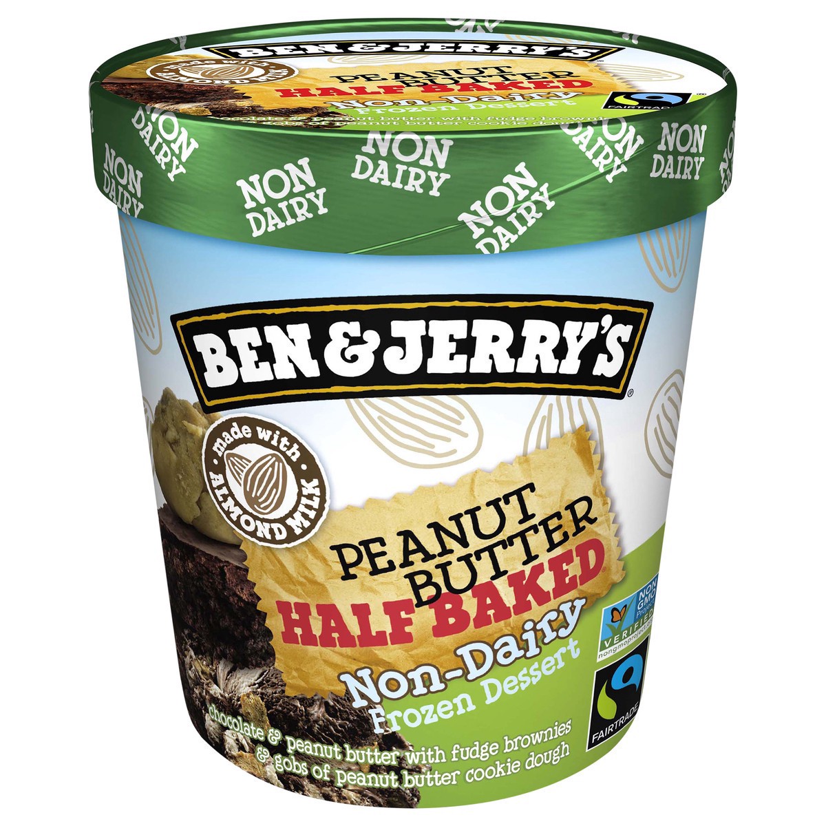 slide 1 of 3, Ben & Jerry's Non-Dairy Peanut Butter Half Baked  Frozen Dessert, 16 oz, 1 pint