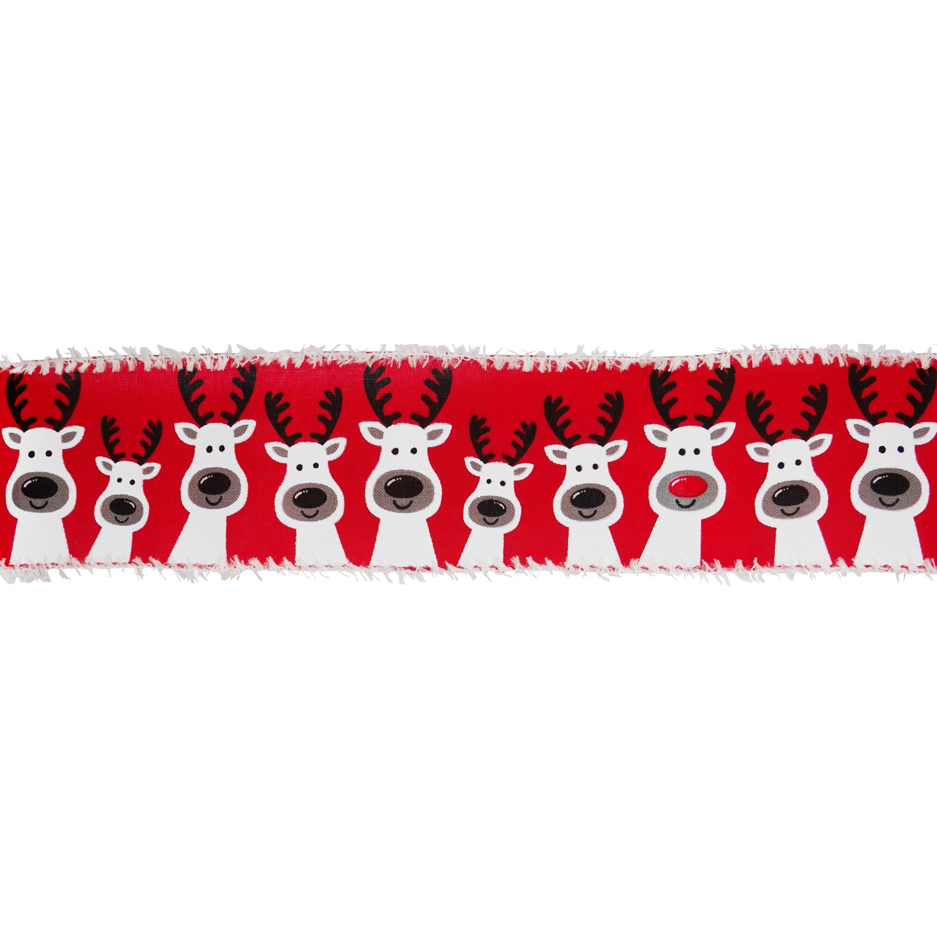 slide 3 of 3, 2.5" X 20ft. Red Reindeer Wired Ribbon By Celebrate It, 2.5 in x 20 ft