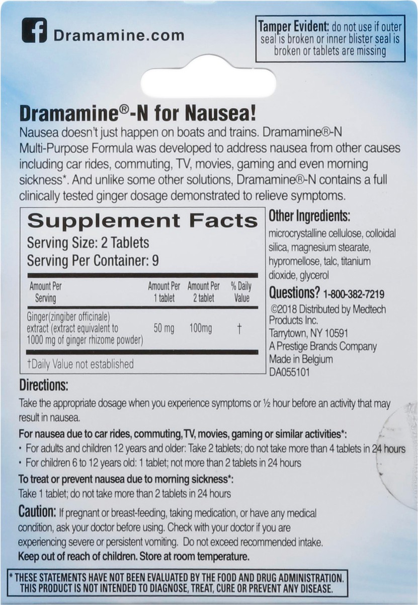 slide 13 of 14, Dramamine Multi-Purpose Formula Nausea & Vomiting 18 Tablets, 18 ct