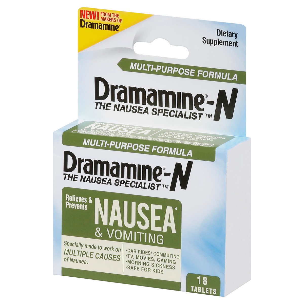 slide 5 of 14, Dramamine Multi-Purpose Formula Nausea & Vomiting 18 Tablets, 18 ct