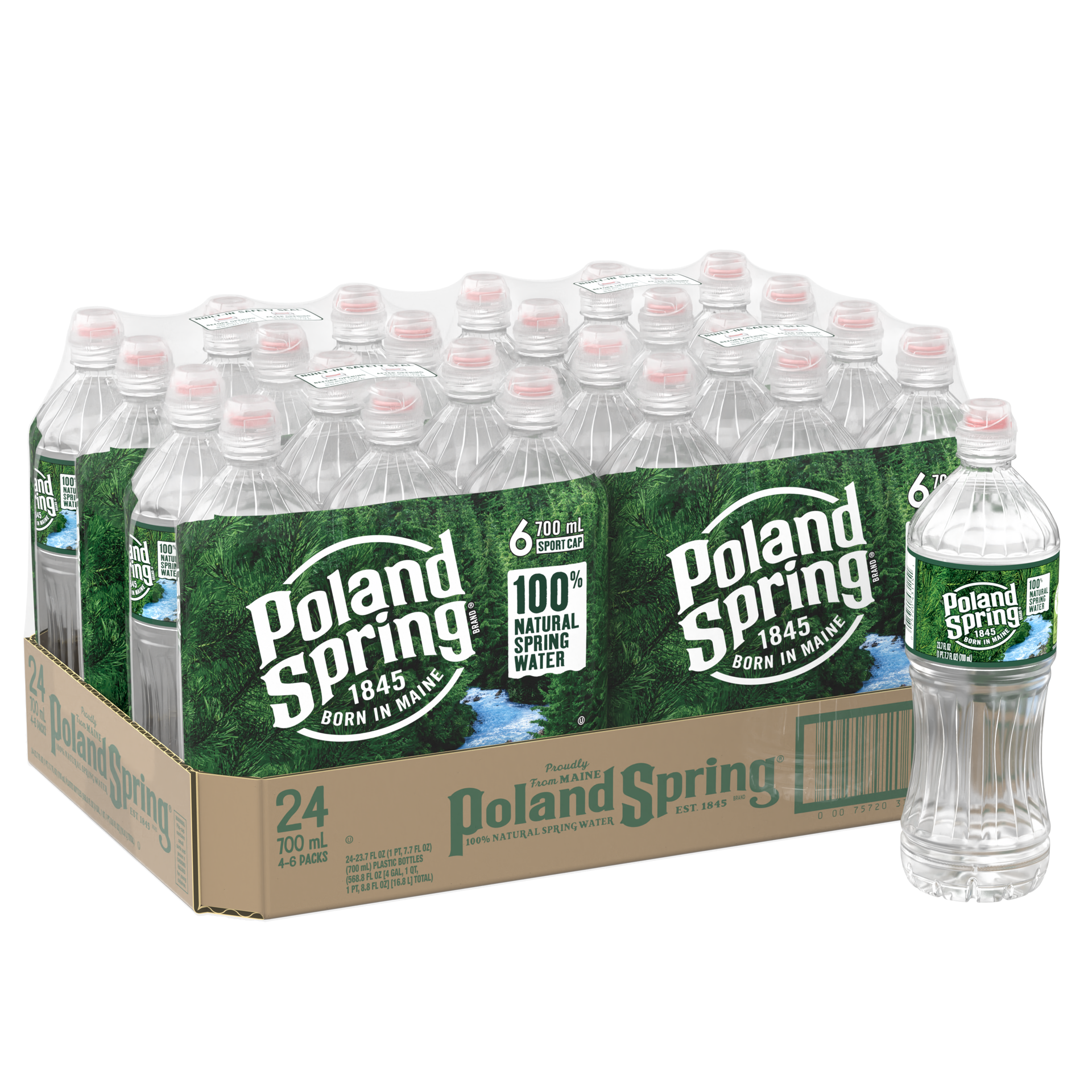 slide 2 of 4, POLAND SPRING Brand 100% Natural Spring Water, 23.7-ounce plastic bottles (Total of 24), 23.7 oz