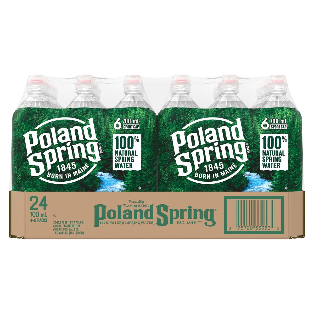 slide 1 of 4, POLAND SPRING Brand 100% Natural Spring Water, 23.7-ounce plastic bottles (Total of 24), 23.7 oz