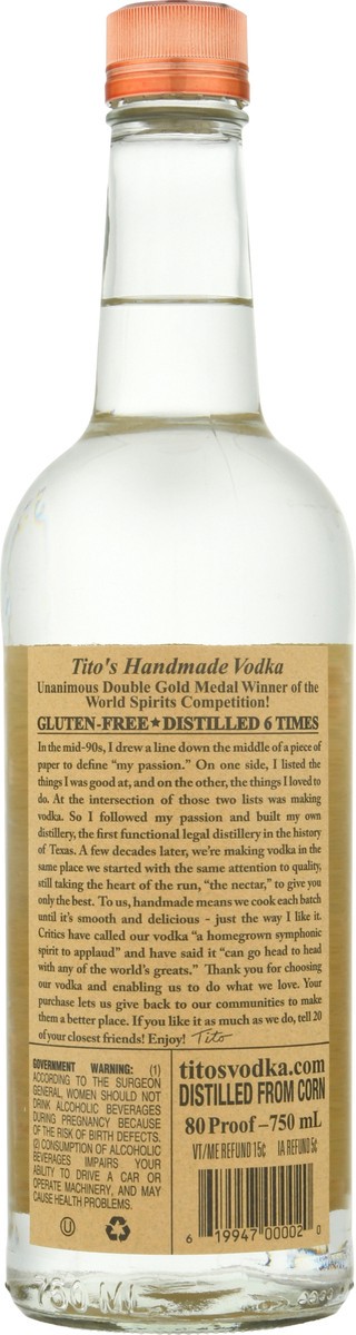 slide 6 of 9, Tito's Handmade Vodka - 750ml Bottle, 750 ml
