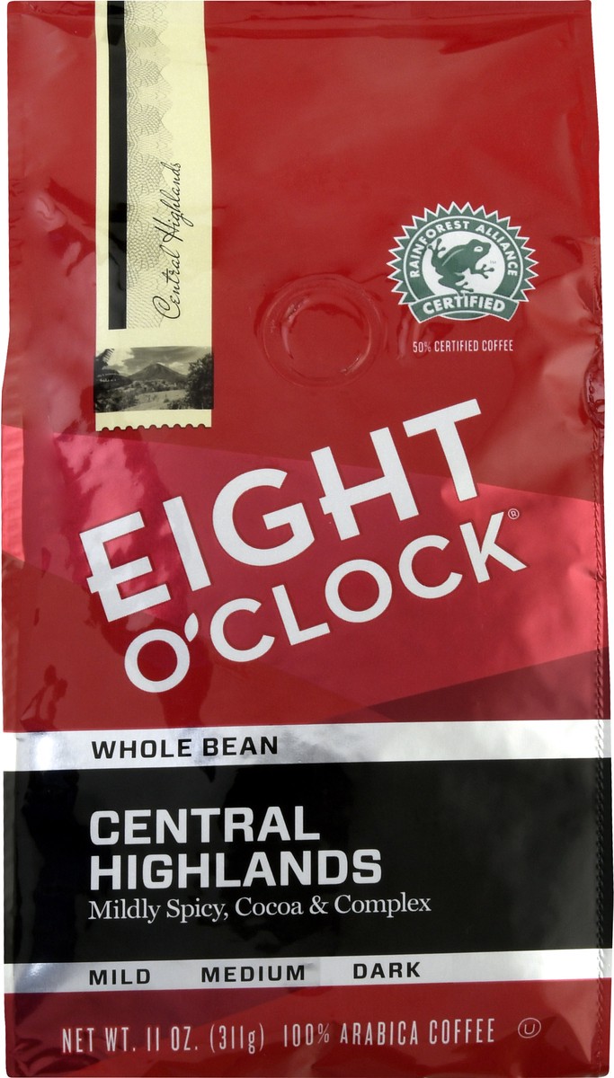 slide 6 of 11, Eight O'Clock Coffee Whole Bean Dark Roast Central Highlands Coffee 11 oz, 11 oz