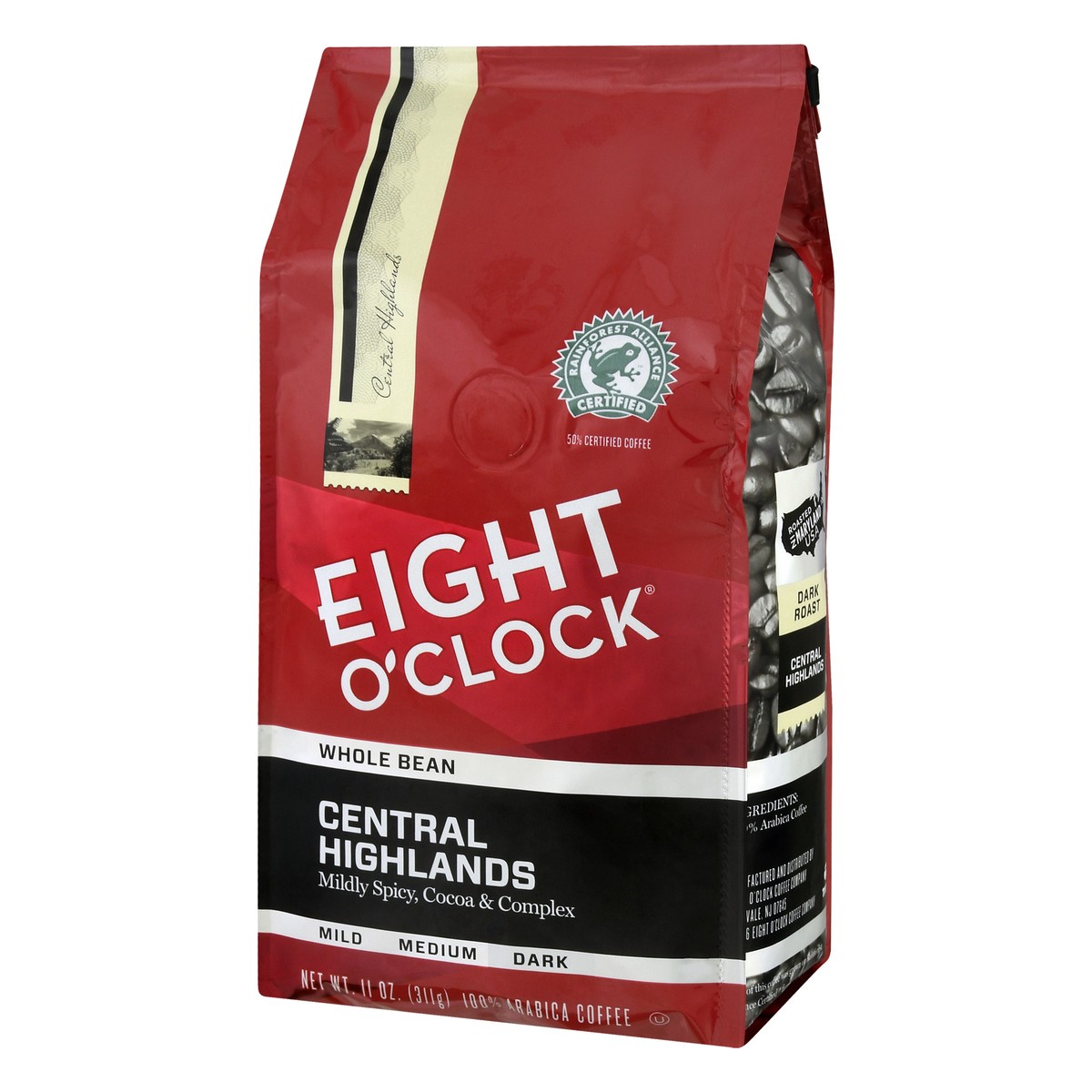 slide 8 of 11, Eight O'Clock Coffee Whole Bean Dark Roast Central Highlands Coffee 11 oz, 11 oz