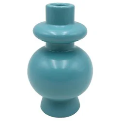 Holiday Home 6 in Ceramic Candle Holder - Blue