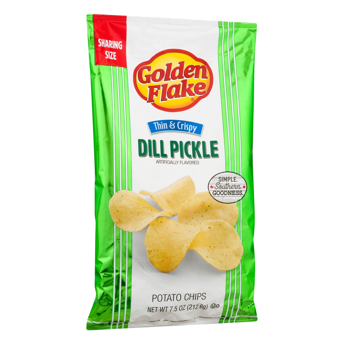 slide 4 of 9, Golden Flake Thin & Crispy Sharing Size Dill Pickle Flavored Potato Chips 7.5 oz, 7.5 oz