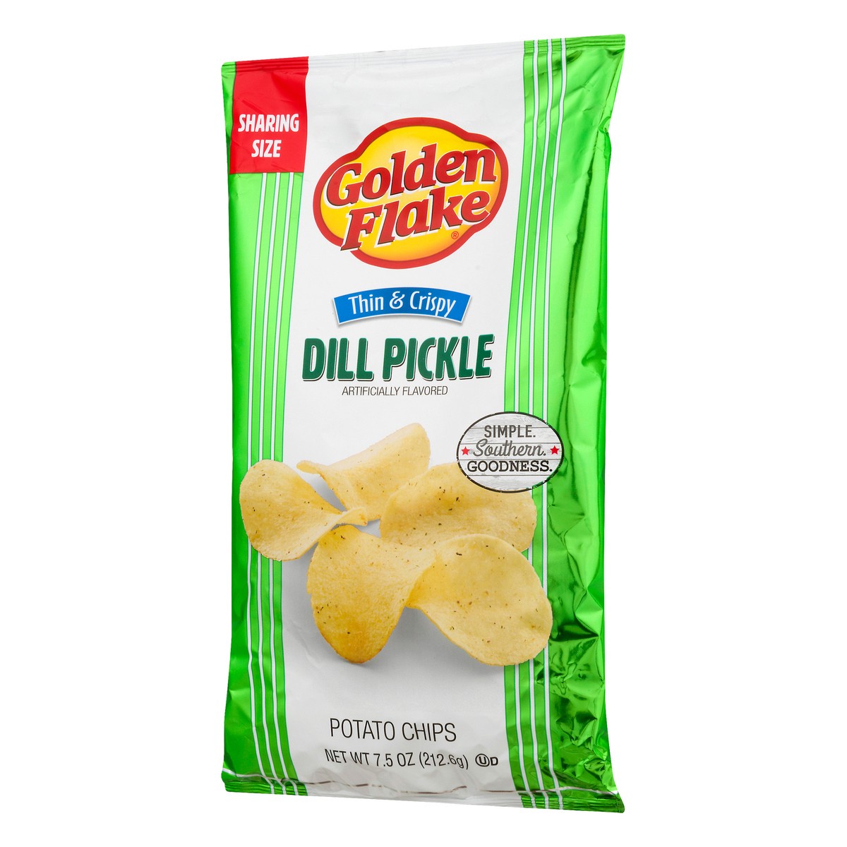 slide 6 of 9, Golden Flake Thin & Crispy Sharing Size Dill Pickle Flavored Potato Chips 7.5 oz, 7.5 oz