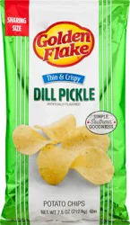 Golden Flake Thin & Crispy Sharing Size Dill Pickle Flavored Potato Chips 7.5 oz