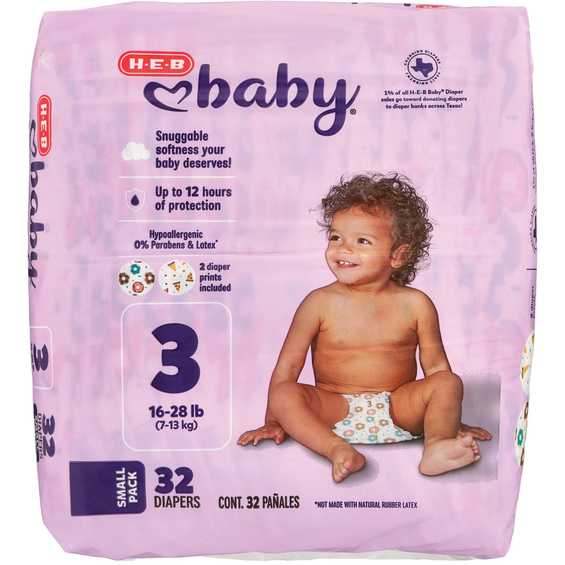 slide 1 of 1, H-E-B Baby Small Pack Diapers - Size 3, 32 ct